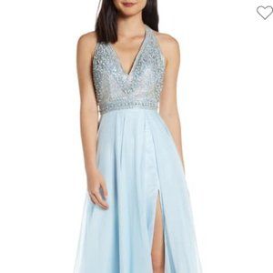 Mac Duggal Ice Blue Maxi Dress